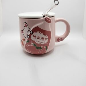 Cute Pink Kawaii Style Mug with Straw And Lid